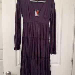 Jean Paul Gaultier Purple Tiered Ruffled Long Sleeve Dress